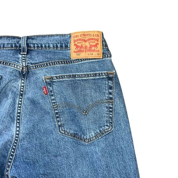LEVI 505 Men’s Medium Wash Straight Leg Jeans Size W34 L29 - Picture 5 of 9